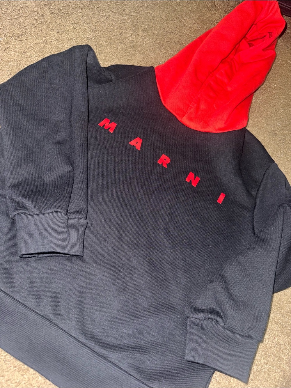 Marni Black Pullover Sweatshirt with Red Hood - Picture 2 of 4